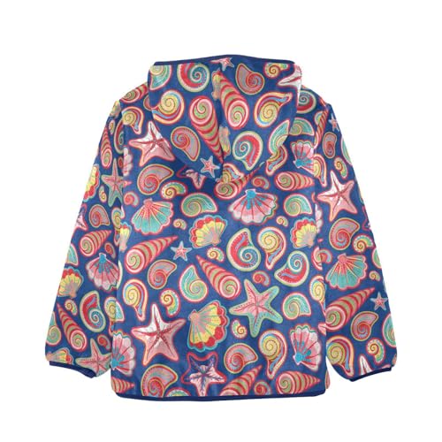 Starfish Conch Toddler Fleece Jacket Baby Boys Hooded Zipper Long Sleeve Thick Warm Outerwear 3-10 Years2