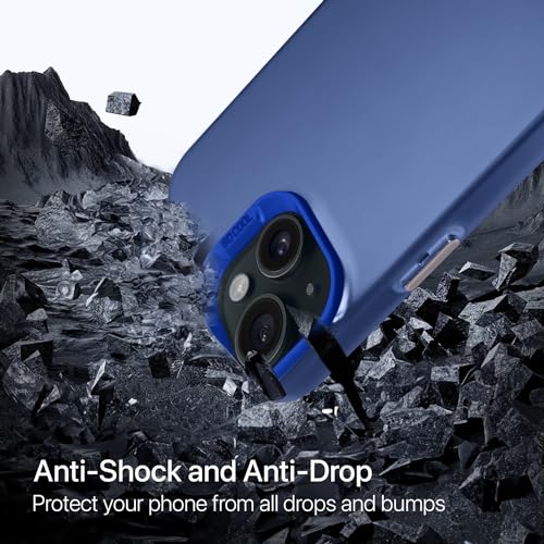 Image of Vaku Luxos Matte Dazzle Back Cover for iPhone 15 Plus Shock Proof Airbag Protection TPU Case Scratch Resistant Slim Thin Military-Grade Protection - Blue