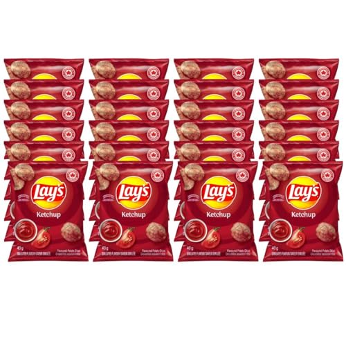 Lay's Ketchup Potato Chips; Vending Machine Snack; Canadian Chips; For Sharing; 40g/1.4 oz (Pack of 25) Shipped from Canada