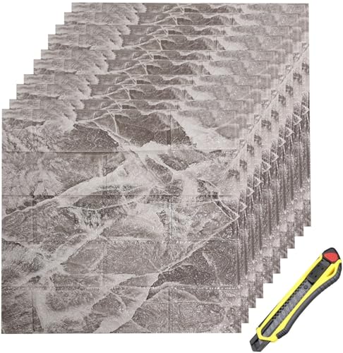 Hyesrtey 10 Stück 3D Wandpaneele 35x38.5cm Selbstklebend Küchenrückwand...