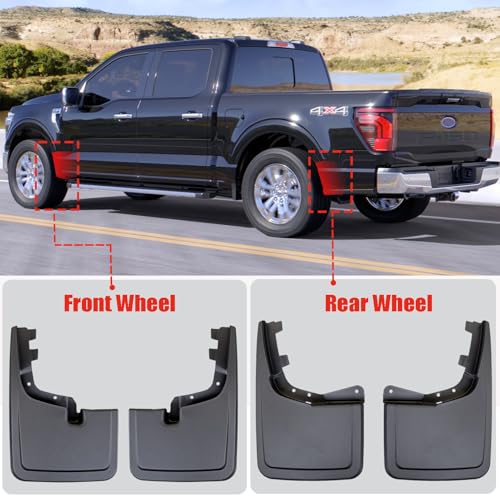 Image of Mud Flaps for Ford F150 2021 2022 2023 2024 - No Drill Required All Weather Protection Front Rear Splash Guards for Trucks Pickup Fenders for Ford F150 2021-2024 Accessories