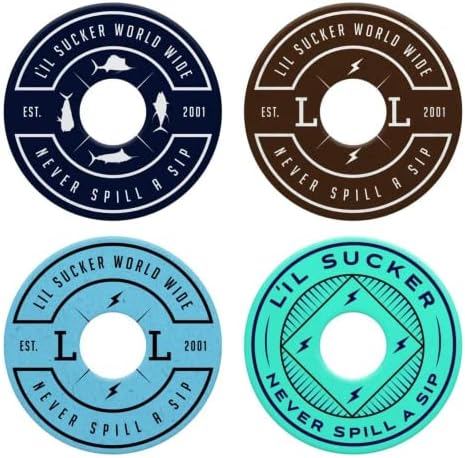 Lil Sucker Slogan Suction Ring Cup Holders, 4 Pack, Drink Secure Coasters, Non-Tipping, Anti-Spill Beverage Companions, Ideal for SUP's Boats Trucks RVs ATV's Vans Outdoor & Home