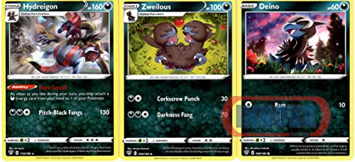 Hydreigon 110/189 - Darkness Ablaze - Pokemon Evolution Card Set - Sword & Shield - Rare 3 Card Lot