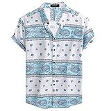 MCEDAR Mens Casual Short Sleeve Button Up Vintage Summer Hawaiian Beach Vacation Shirts (Size S-5XL