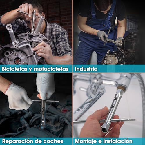 Miniatura 5 de S R Werkfix Juego De Llaves Tubulares 7 Piezas Barra De Sujeción Acero Cromo Vanadio Maletín Incluido Llaves De Tubo 6-19 Mm