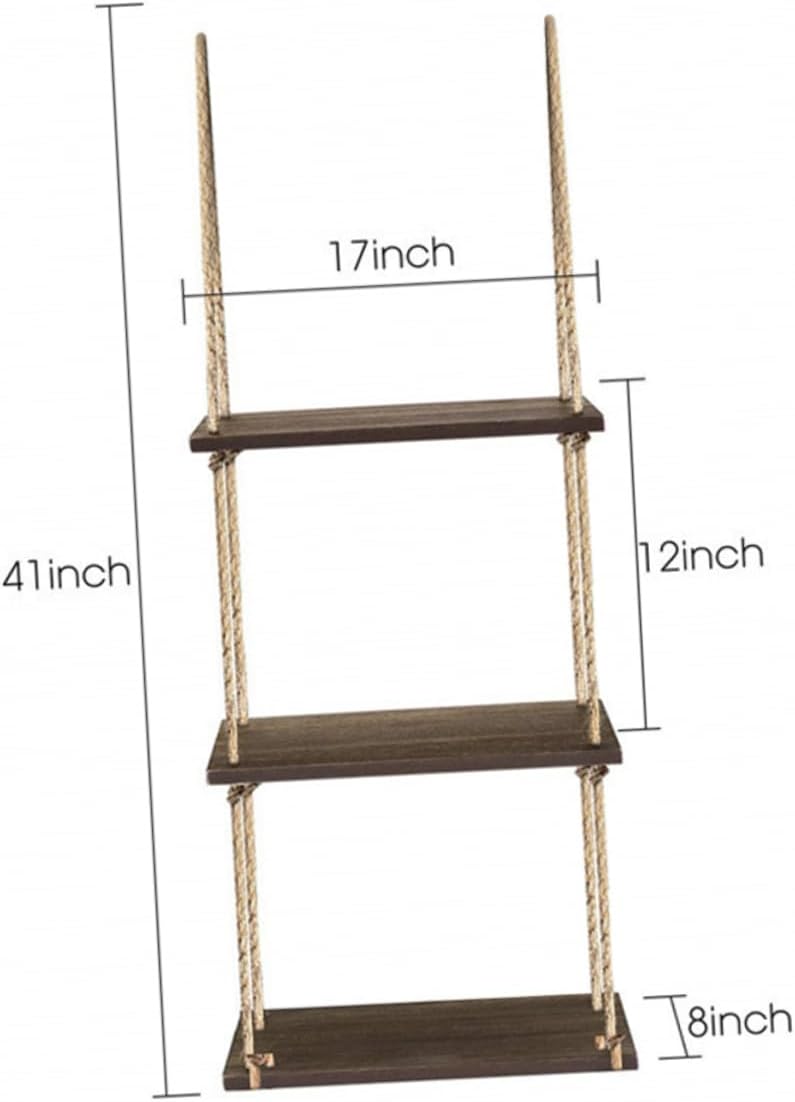 1pc Wall Corner Storage Rack with Thickened Rope Retro Style Hanging Flowerpot Shelf for Organizing Home Decor for Displaying Plants and Ornaments