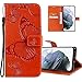Produktbild COTDINFOR Etui für Samsung Galaxy S20 Ultra Hülle PU Leder Cover Schutzhülle Magnet Tasche Flip Handytasche im Bookstyle Kartenfächer Lederhülle für Samsung Galaxy S20 Ultra Big Butterfly Orange KT.