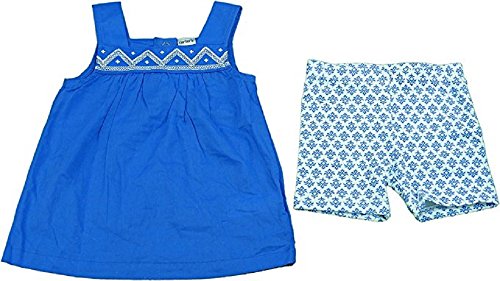 Ensemble en coton respirant bébé fille, short souple et top léger bleu et blanc