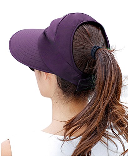 HINDAWI Sun Hats for Women Wide Brim UV Protection Sun Hat Visor Floppy Fishing Packable Caps Purple - Thumbnail 2