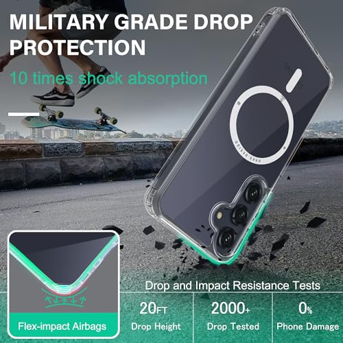 Image of ONES Magnetic for Samsung Galaxy S25 / S24 Slim Case, [Compatible with Magsafe][Military-Grade Drop Protection][Anti-Yellowing], Shockproof Protective Cover, Scratch-Resistant, Transparent