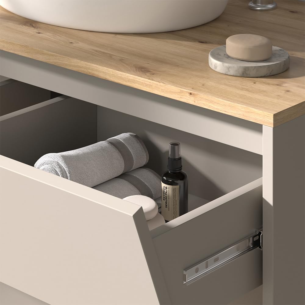 Vicco Mobile sottolavabo per bagno Edelin, Cachemire, 100 x 50 cm | con 2 cassetti, per montaggio a parete e compatibile con sifoni standard