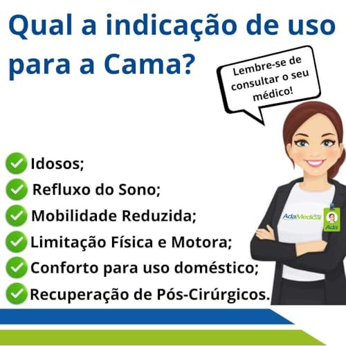 Cama Hospitalar Elétrica Idoso com Rodas Controle Remoto Bivolt até 150kg Pilati