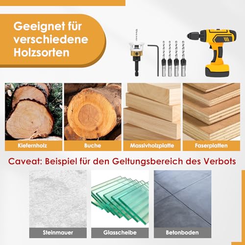 UNOSEKS Bohrsenker mit Tiefenanschlag, 6 Tlg Kegelsenker-Bohrer-Set, Senkbohrer Holz mit 1/4 Hex Schaft, Bohrer mit Senker 2.8*8,3.2*8,3.5*10,4.0*10 aus HSS-M2,Präzise Bohrungen,für Holzverarbeitung