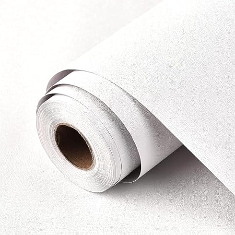 Lareko (197inx17.7in) White Peel and Stick Wallpaper (Can Cover Dark Wall) Contact Removable Wall Papers,Self Adhesive Textured,Vinyl Waterproof Decorative Walls for Bathroom Desk Apartment Door Cover
