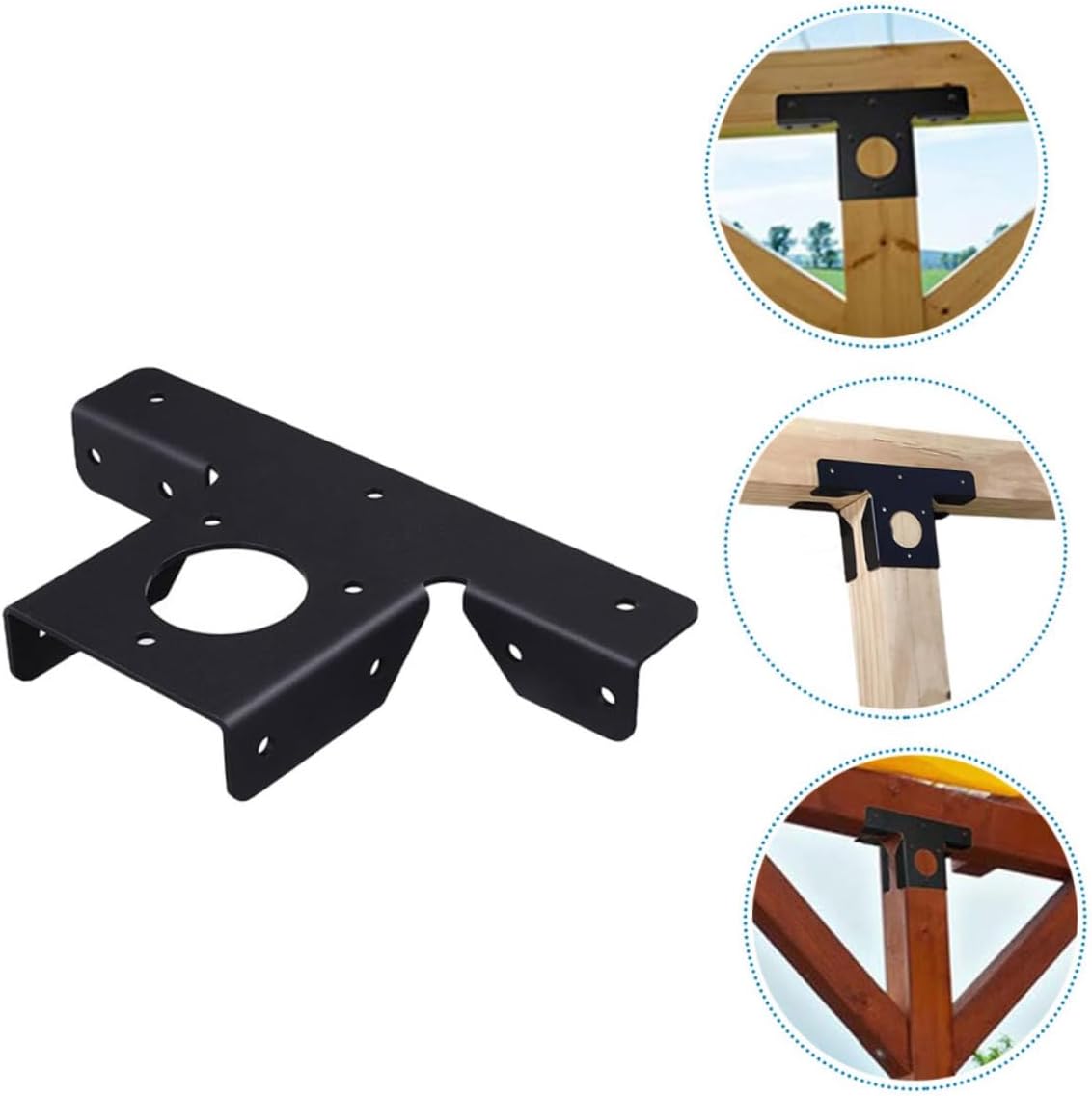 2pcs Heavy-Duty Metal Pergola Bracket T-Shaped 3-Way Adjustable Canopy Support for Patio and Front Door Pergola Replacement