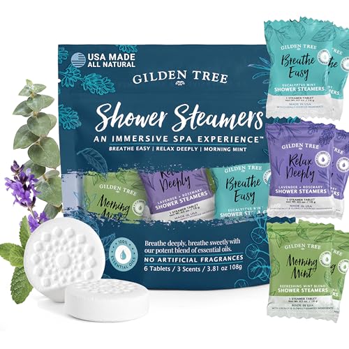 Shower Steamers Aromatherapy Variety Pack Made in USA Sinus Relief Relaxation & Energy 100% Essential Oils Birthday Gifts for Women Men Teens Adults Individually Wrapped (6 Pack 3 Scents)