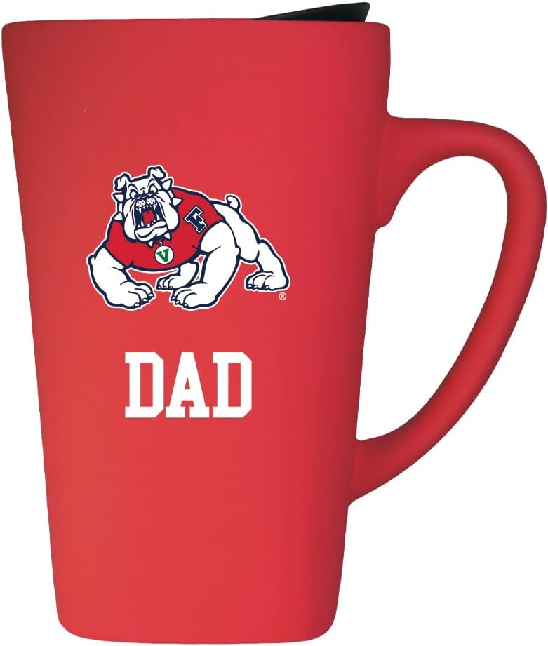 Fresno State Dad 16oz Soft Touch Ceramic Travel Mug with Lid - Red