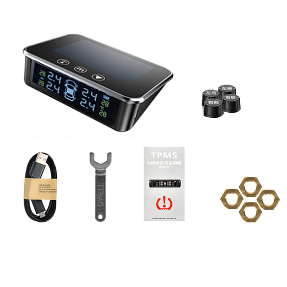 TPMS Voiture Capteurs Externes : Alarme Pression Pneus Solaire avec Écran LCD - 8