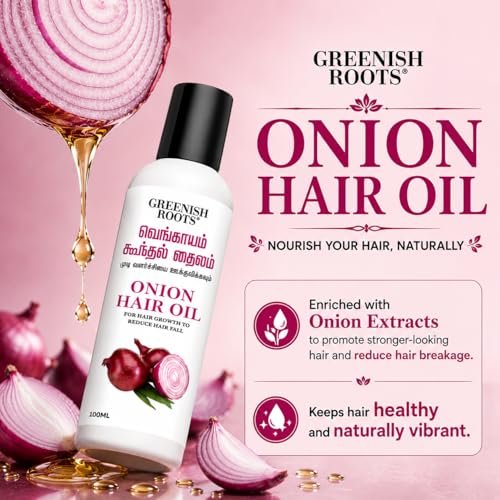 Image of Greenish Roots | Onion Hair oil | Hair growth oil | Dandruff Control | Scalp Nourishment | Suitable for All Hair Types | Boosts Hair Volume -100ml