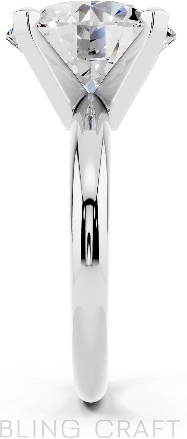 Solitaire Moissanite Engagement Ring for Women 14K Gold Plated 1-10CT Round Cut D Color VVS1 Clarity 925 Sterling Silver Wedding Promise Rings