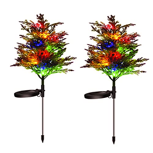 LED Solar Light Weihnachtsbaum 2 Pack Gartenleuchten im Freien, Stainless Steel Outdoor Solar Christmas Lights - Waterproof, für Gartenterrasse Hof Straße Party Urlaub Dekoration Cover