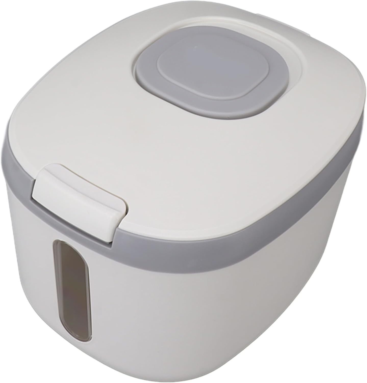 Asixxsix Rice Storage Container with Measuring Cup, Multipurpose Airtight Rice Box Dry Food Storage Container with Clear Window for Store Grains Sugar Flour Soybean Corn (Gray