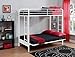DHP Dusty Metal Bunk Bed Frame, Twin-Over-Futon for Kids, Teens, Adults, Angled Ladder, Guardrail, No Boxspring, Small Spaces, White