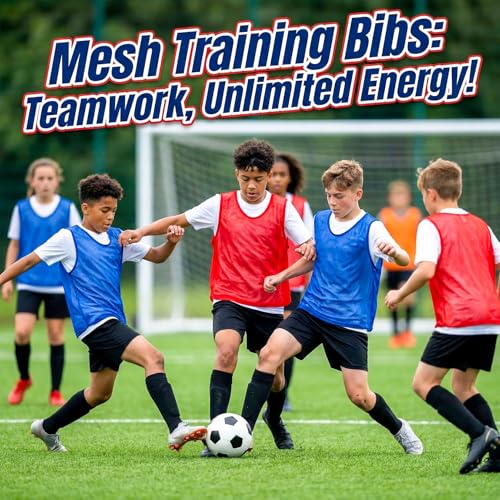 Image of RAINFLOW Soccer Pinnies Scrimmage Vests - Set of 12 Lightweight Mesh Pennies Practice Jerseys for Child /Youth Teams,Training