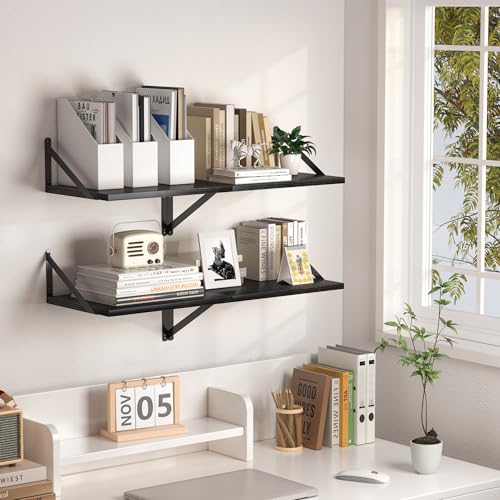 Heimlove HEFL-03-PB-WB-40.5CM-2P-BK Black Deep Floating Shelves thumb #1