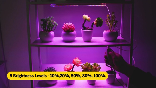 Image of Mosthink Indoor Grow Strip Lights for Under Shelf Cabinet Plants | Full Spectrum with Timer, 3 Lighting Modes,5 Dimmable Levels LEDs Plant Lights for Home Office Greenhouse Growing