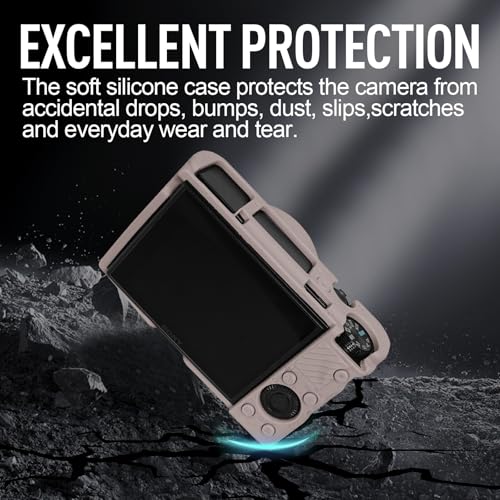 Image of Easy Hood Case for Sony DSC-RX100 IV V VI VII DSLR Camera, Silicone Camera Case Lightweight Soft Carrying Cover with Removable Lens Cover (Tiffany Pink)