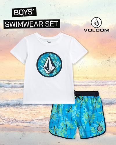Volcom Baby Boys Swim Set - 2 Piece Short Sleeve Swim Shirt Graphic Tees & Board Shorts - Infant Toddler Little Boys Swimsuit2
