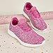 K KIP WOK Toddler Girls Glitter Sneakers Sparkle Slip On Walking Shoes for Kids/Children Breathable Running Sneakers(Fuchsia,Big Kids 4)