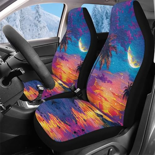 Housses de siège de voiture avant respirantes de 52x138cm avec motif Sunset Beach