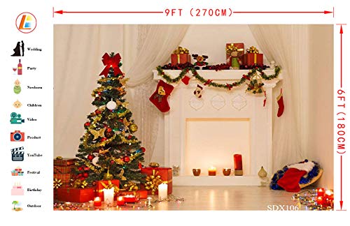 Lb 9X6Ft Christmas Tree Photography Backdrop Fireplace Indoor Holiday Decorations Photo Background For Pictures Studio Prop Customized Sdx106 #TOP2