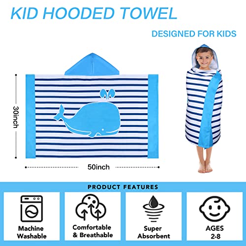 Violet Mist Kids Whale Hooded Beach Towel Boys Girls Cute Poncho Pool Towels With Hood 31*51 In Soft Microfiber Swim Cover-Ups For Kids Ages 3-10 Thick Absorbent Cotton Hooded Bath Towel Wrap Bathrobe thumb #3
