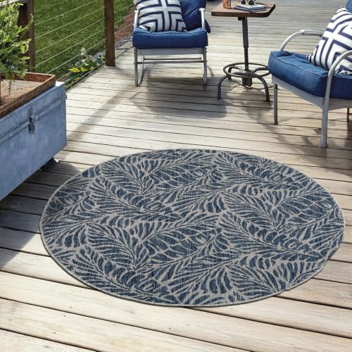 Keen Home Design Waterproof Indoor Outdoor Rug 5 ft Round, Patio Deck Porch