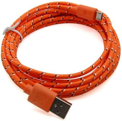 Casecover Universal Micro USB 3M 10FT Colorful Fabric Braided Data Cable Micro USB Data Sync Cable Charger Charging Cord for Android Samsung Galaxy S2 S3 S4 Note 2 HTC EVO One X S (7 Orange)