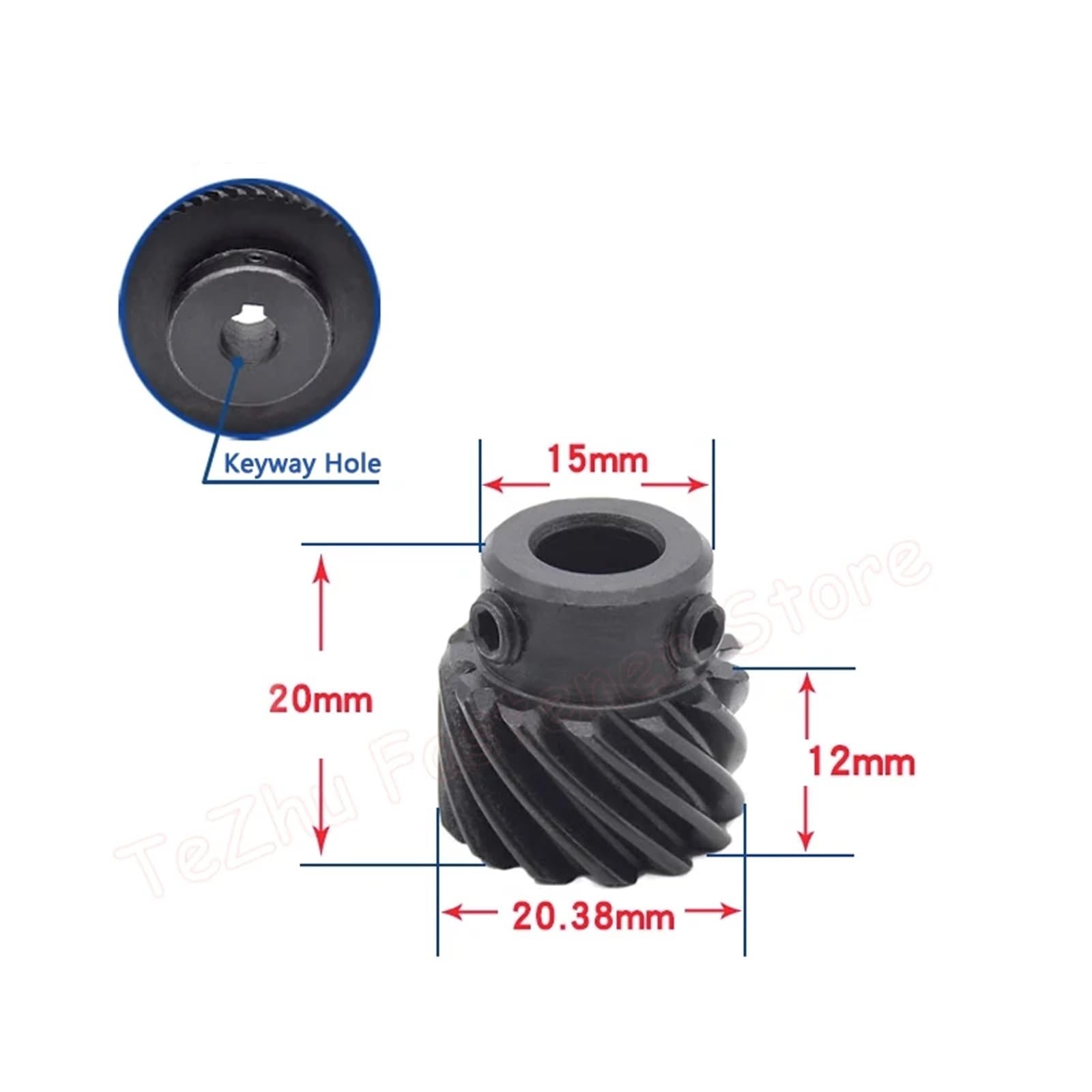 1M 13T 45 Grad Schrägverzahntes Kegelrad - Links- und Rechtsdrehung, 45# Stahl, Bohrungsgrößen 5-10mm, 1 Stück(1M 13T-Bore 6.35mm Right-hand)