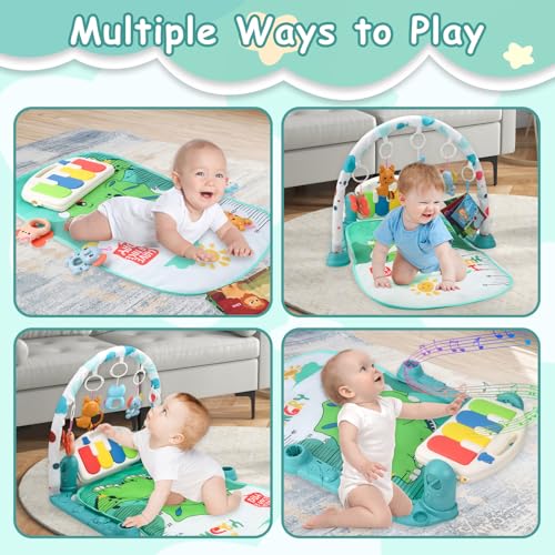 BOMPOW Baby Play Gym Mat, Play Activity Mat with Music and Lights, Piano Gym, Early Development Baby Gift for Babies Newborn Tummy Time Play Mat - Image 6