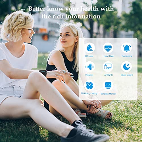 ViATOM Pulsoximeter mit Bluetooth, Sauerstoffsättigung Messgerät Finger und Handgelenk, tragbarer...