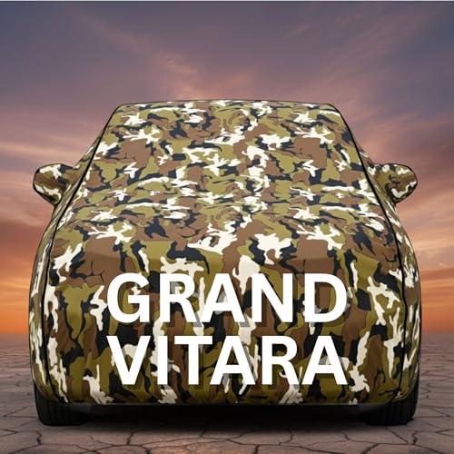 Image of Premium Jungle Series 100% Waterproof Car Body Cover for Grand Vitara Cover with Mirror Pockets | Triple Stitched, Elastic, Custom Fit, Heat Resistant, Anti-Dust, All-Weather Cover