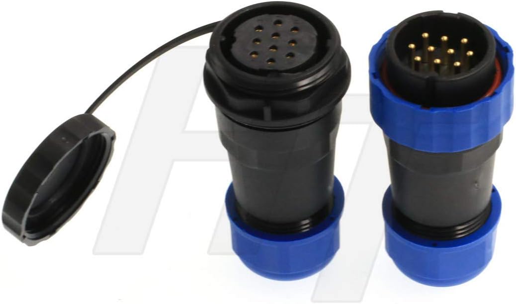 HangTon HE29 10 Pin Outdoor Waterproof Electrical Power 10A Circular Connector Male Female Cable Plug for 14AWG Wire Threaded