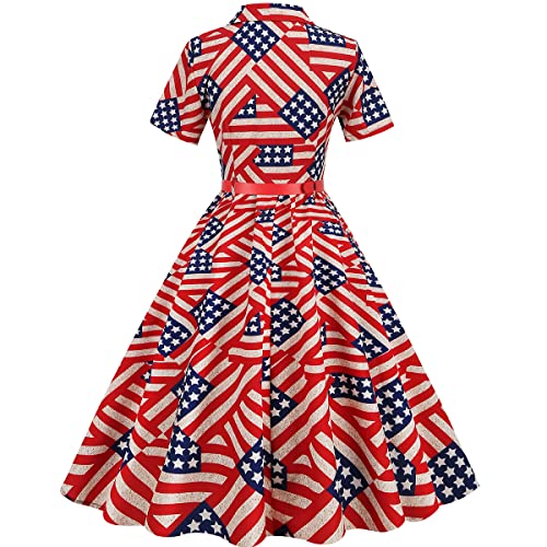Image of ODIZLI Women's Summer Retro Vintage Sleeveless Floral Polka Dot Print Midi A-line Dress S-2XL