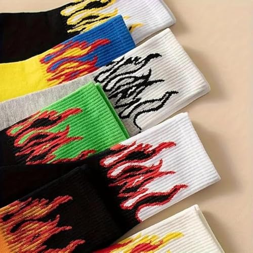 Image of Unisex Fire,Flame,Electric,lighting Design Print Crew Socks - Soft Cotton, Breathable & Stretchable Streetwear Socks for Men & Women | Stylish Casual, Sports & Daily Use