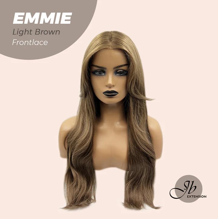 Miniatura 3 de EMMIE - Peluca de encaje frontal precortada con flequillo lateral, pelucas rizadas de color marrón claro para mujer, pelucas sintéticas naturales