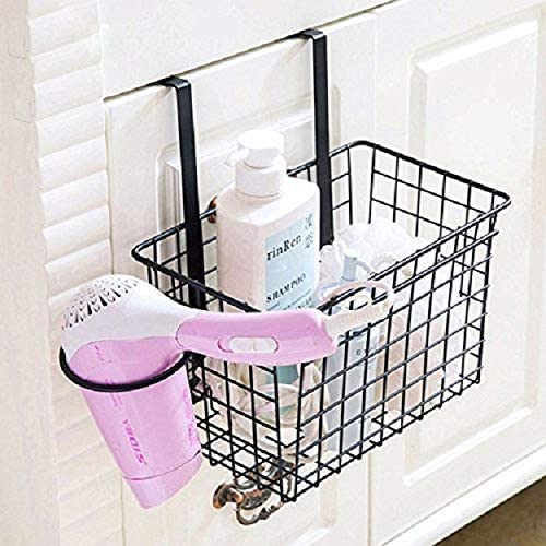 Rackwell Over Door Hanging Basket Hanging Storage Organizer with Hair Dryer Holder For