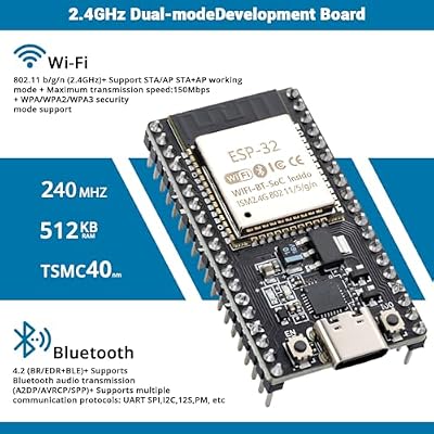 6 Packs ESP32-DevKitC-32 Development Board modules(ESP-32D,ESP-32 CP2012 USB C with 38 pins),Supporting STA/AP/STA+AP,with WiFi+Bluetooth Dual-core and Type-C Interface.