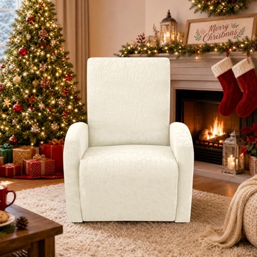 Image of ZNSAYOTX 100% Waterproof Recliner Chair Covers, 3-Piece Stretch Fit Recliner Slipcovers with Buckle & Elastic Band for Lazy Boy, Stay in Place, Soft Plaid Jacquard Protector (Small, Beige)
