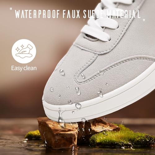 Adokoo Women's Fashion Sneakers Suede Black Grey Brown Casual Shoes Tennis Low Top Lace Up Sneakers for Women3